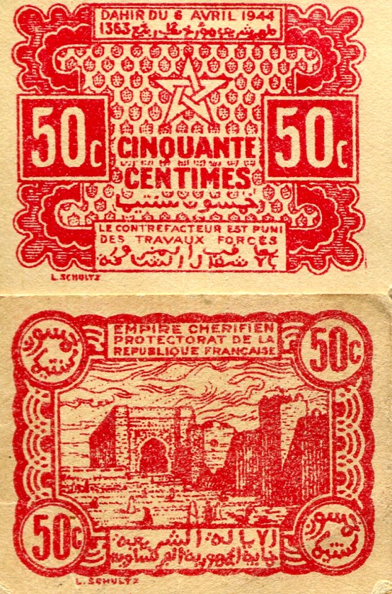 Morocco 50 Cents VF (see scan) pick #: 41
