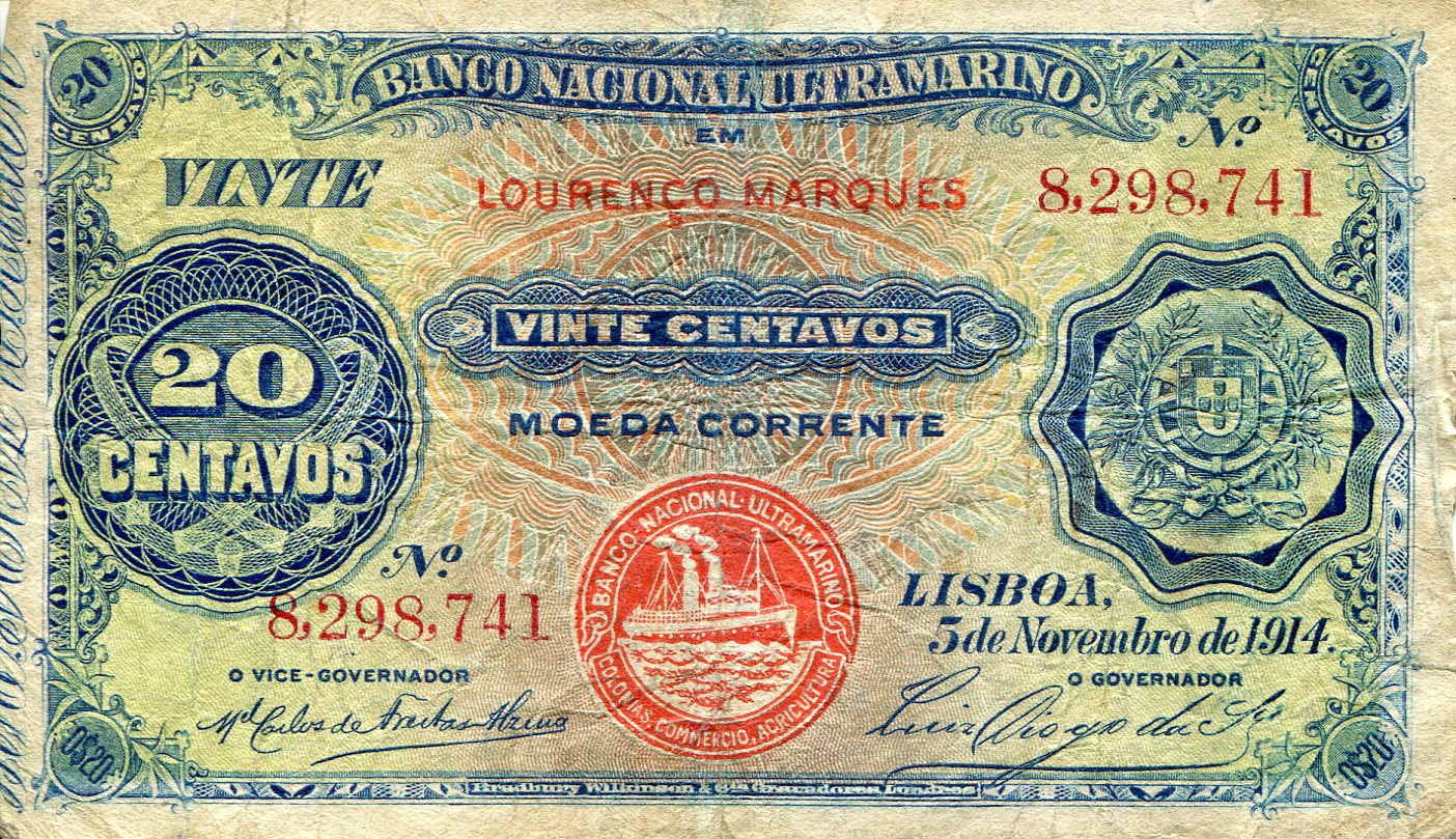 Mozambique 20 Centavos F/VG (see large scan) pick #: 54