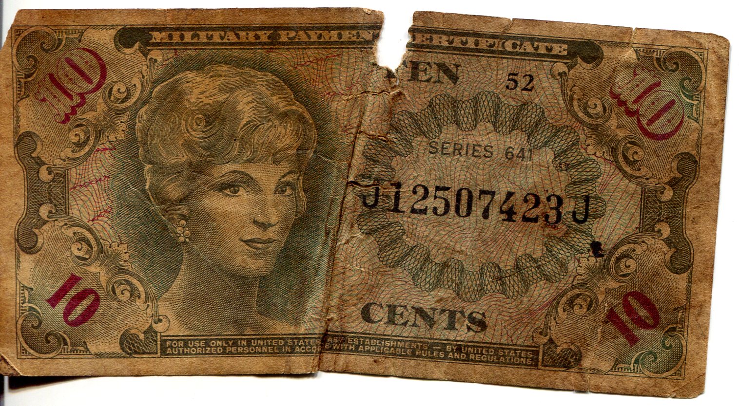 USA - Military 10 Cents Poor (see large scan) pick #: m58