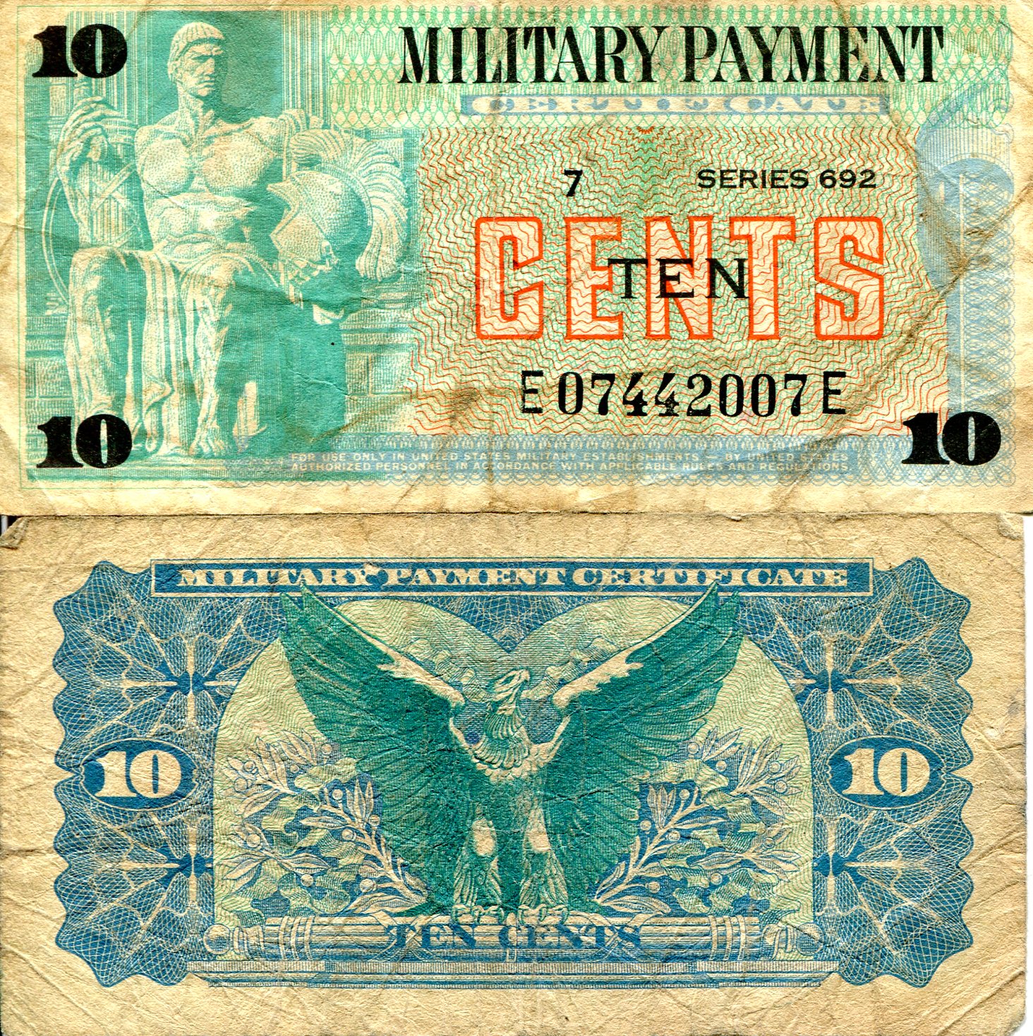 USA - Military 10 Cents VG (See large scan) pick #: m92