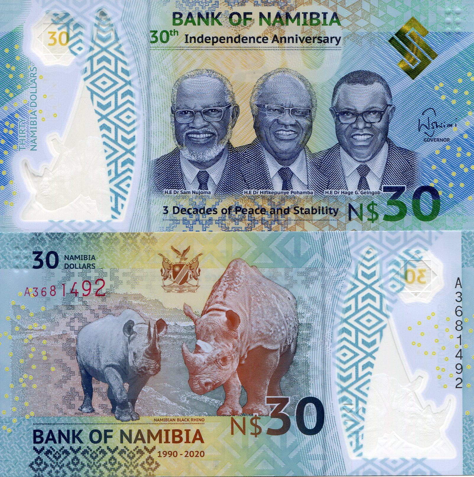 Namibia 30 Dollars UNC pick #: New