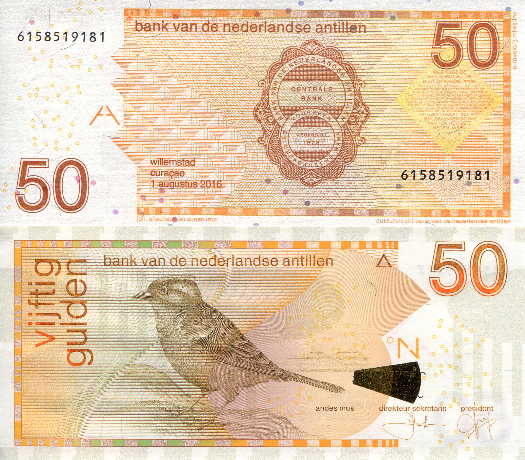 Netherlands Antilles 50 Gulden UNC pick #: 30h