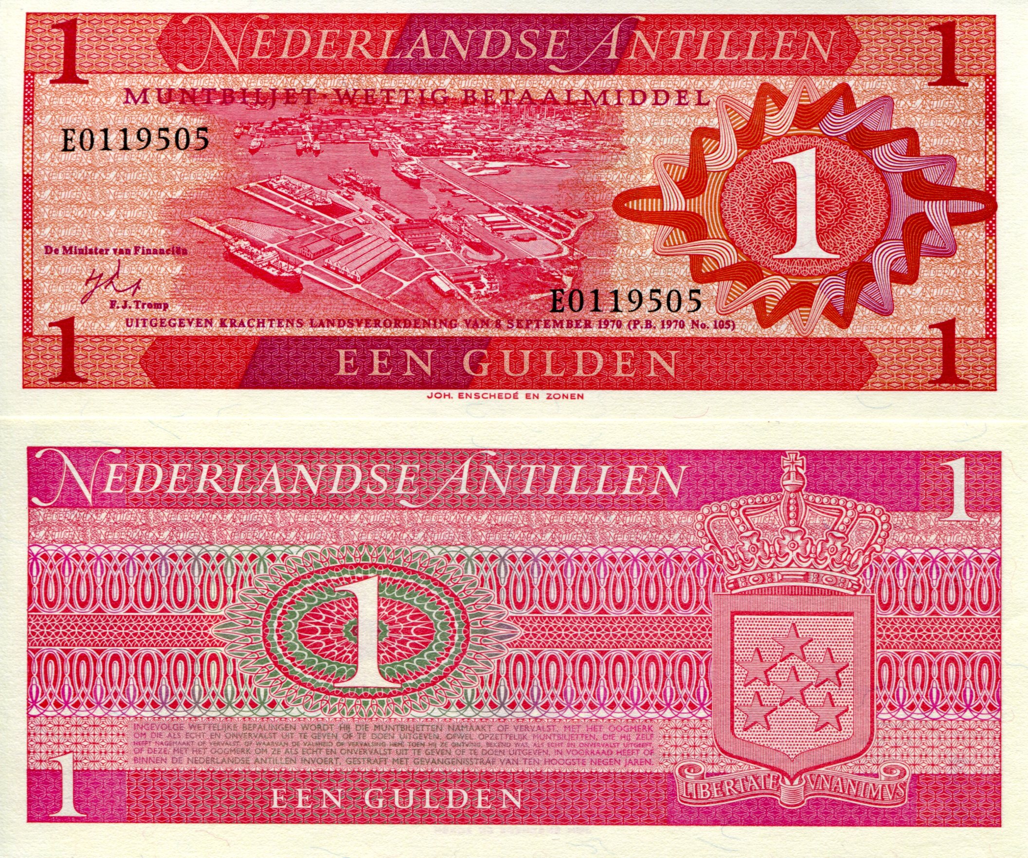 Netherlands Antilles 1 Gulden UNC pick #: 20