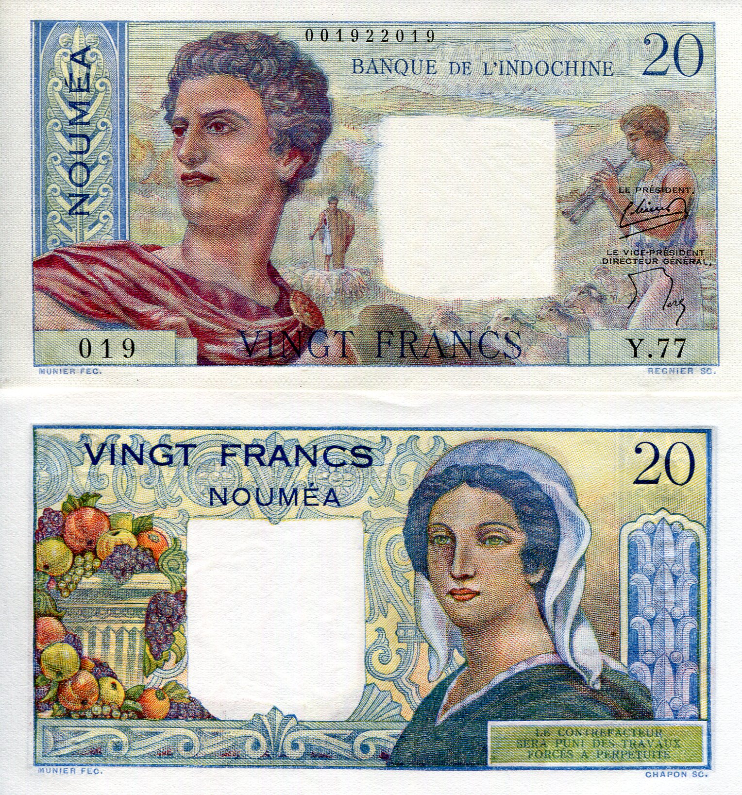 New Caledonia 20 Francs UNC pick #: 50b