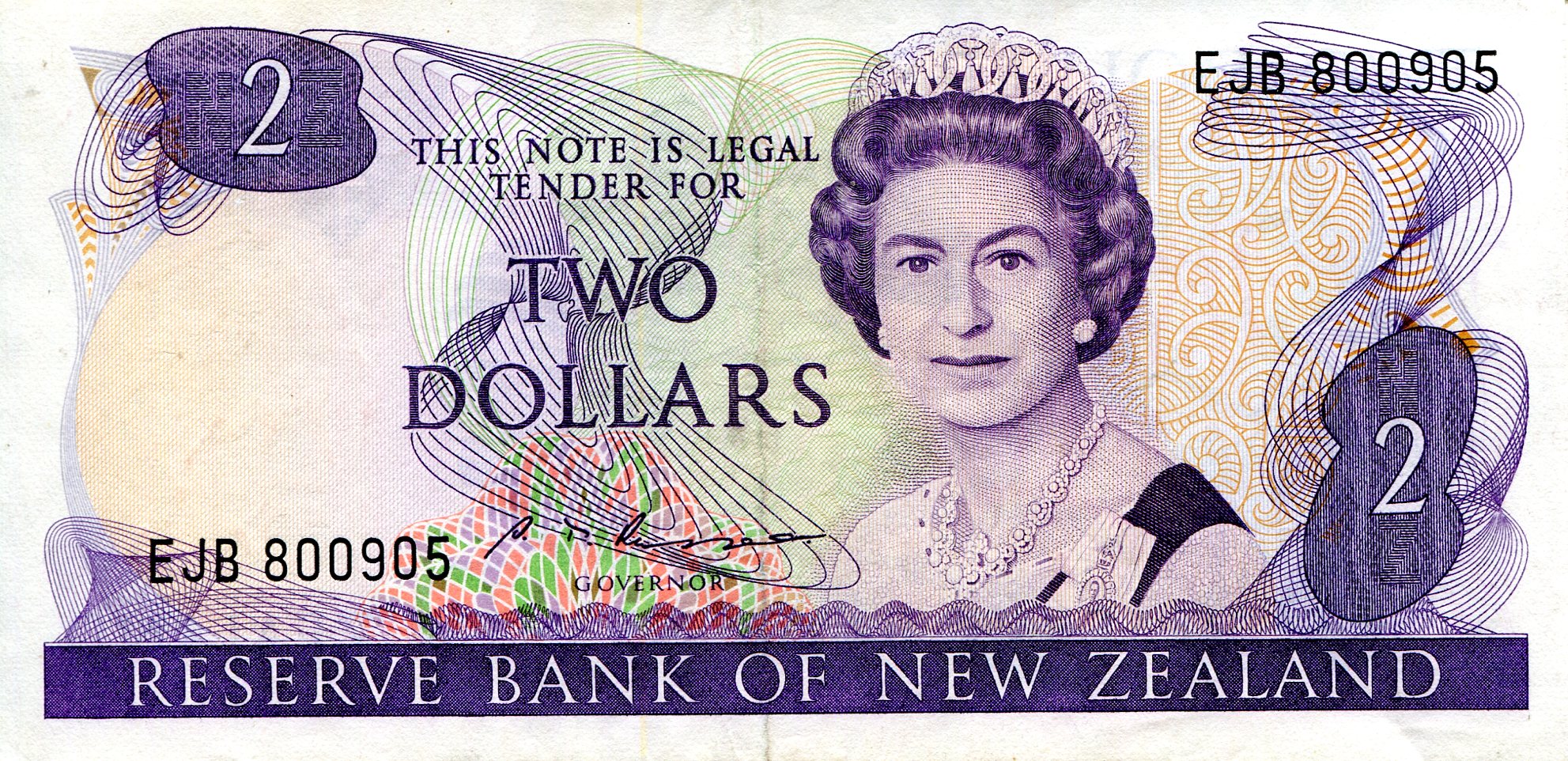 New Zealand 2 Dollars UNC pick #: 170b