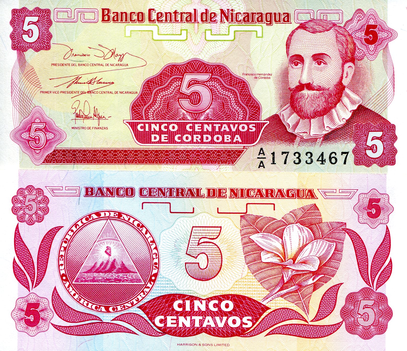 Nicaragua  5 Cent UNC pick #: 168