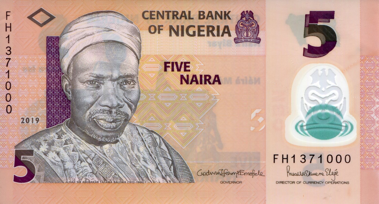 Nigeria 5 Naira UNC pick #: 38k