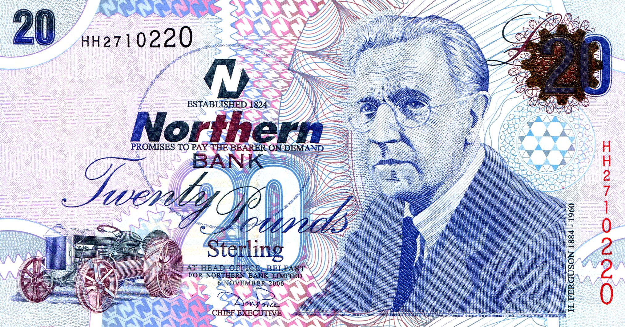 Ireland, North 20 Pounds UNC  pick #: 207b
