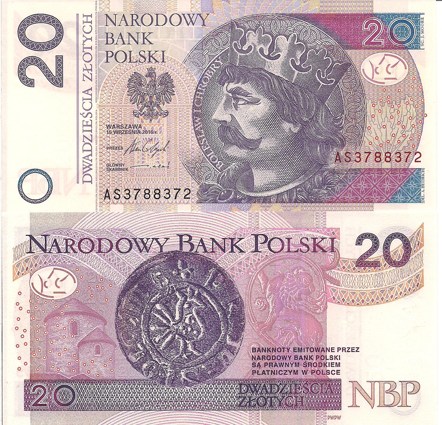 Poland 20 Zlotych UNC pick #: 184b