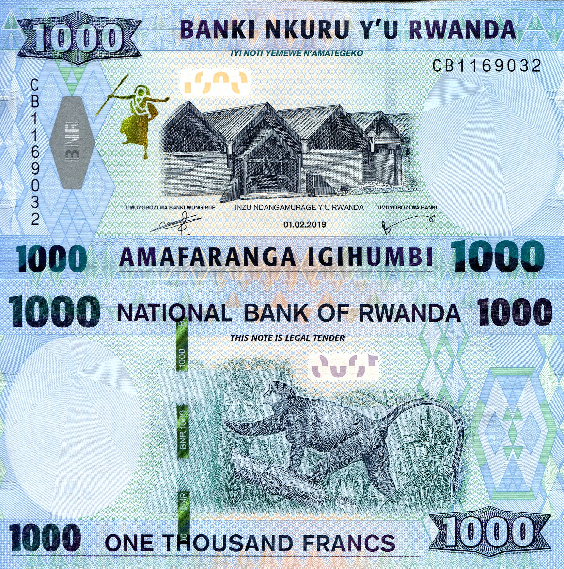 Rwanda 1,000 Francs UNC pick #: New