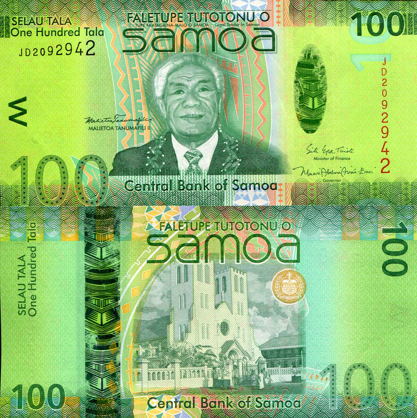 Samoa 100 Tala UNC pick #: 43b