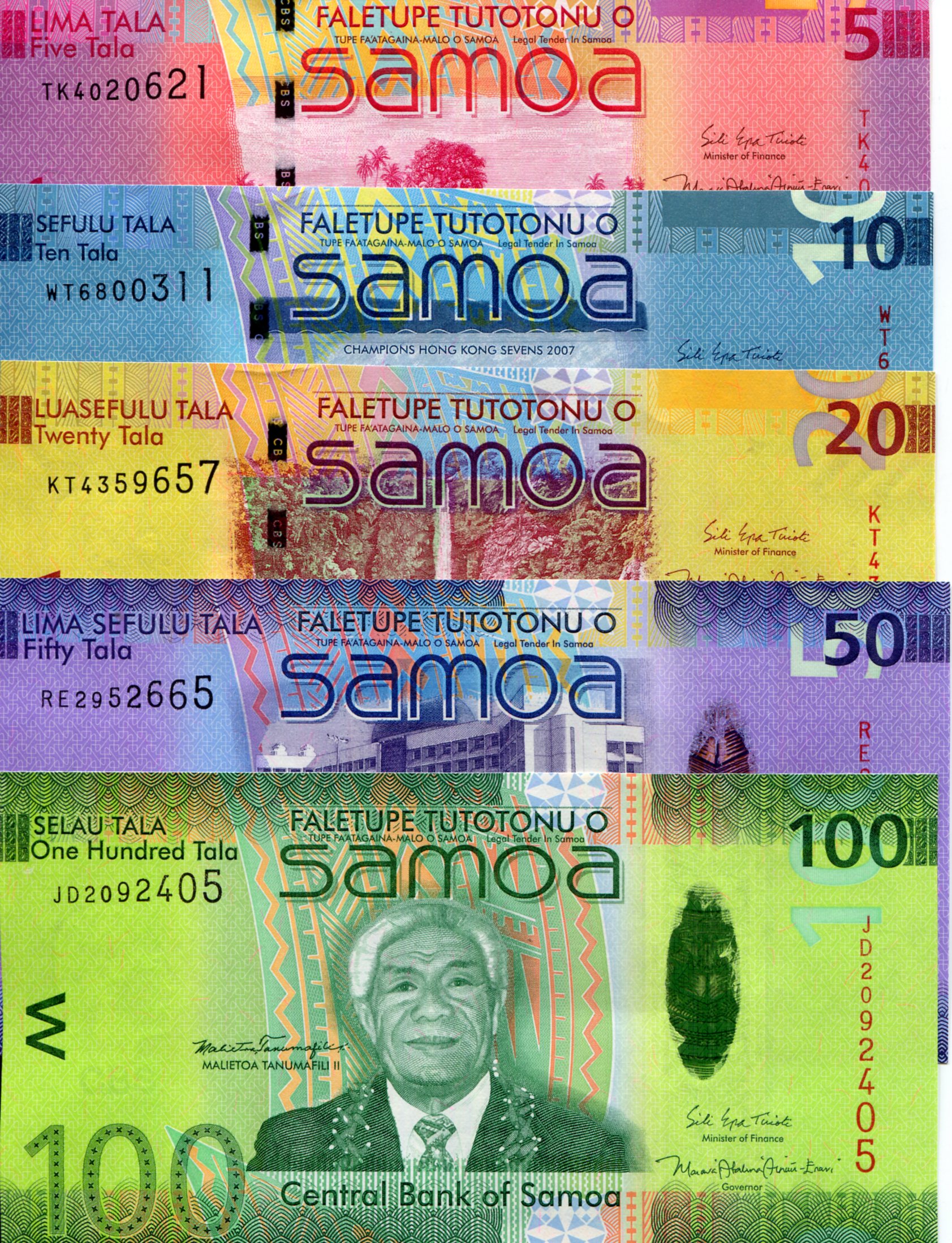 Samoa 5-100 Tala UNC pick #: 38-43 (not p42)