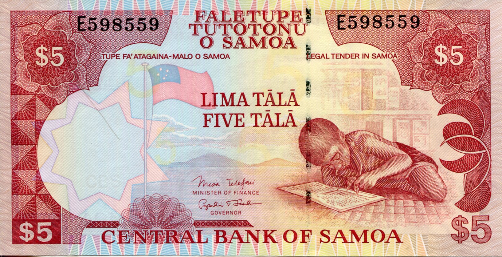 Samoa 5 Tala UNC pick #: 33c