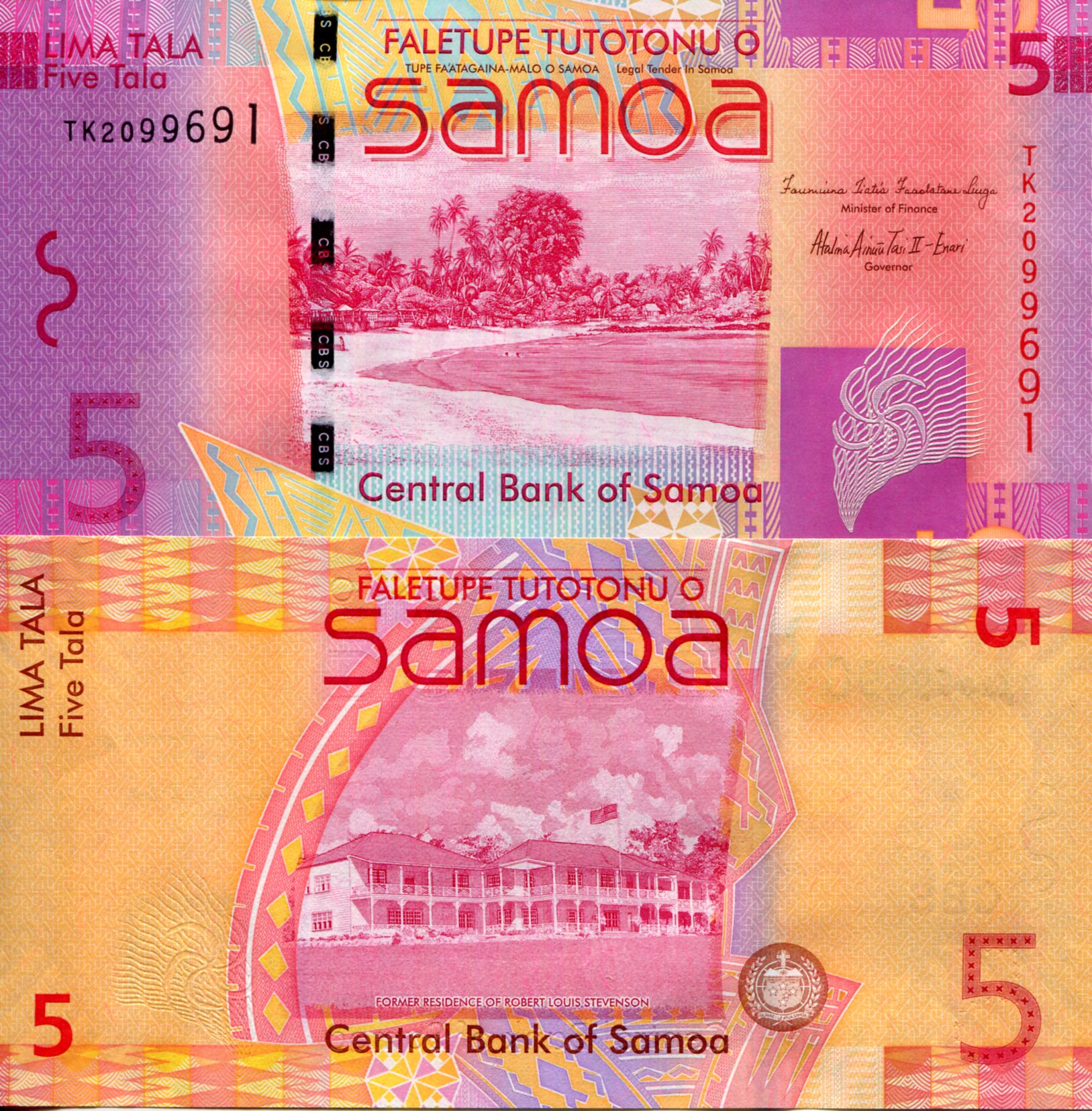 Samoa 5 Tala UNC pick #: 38b