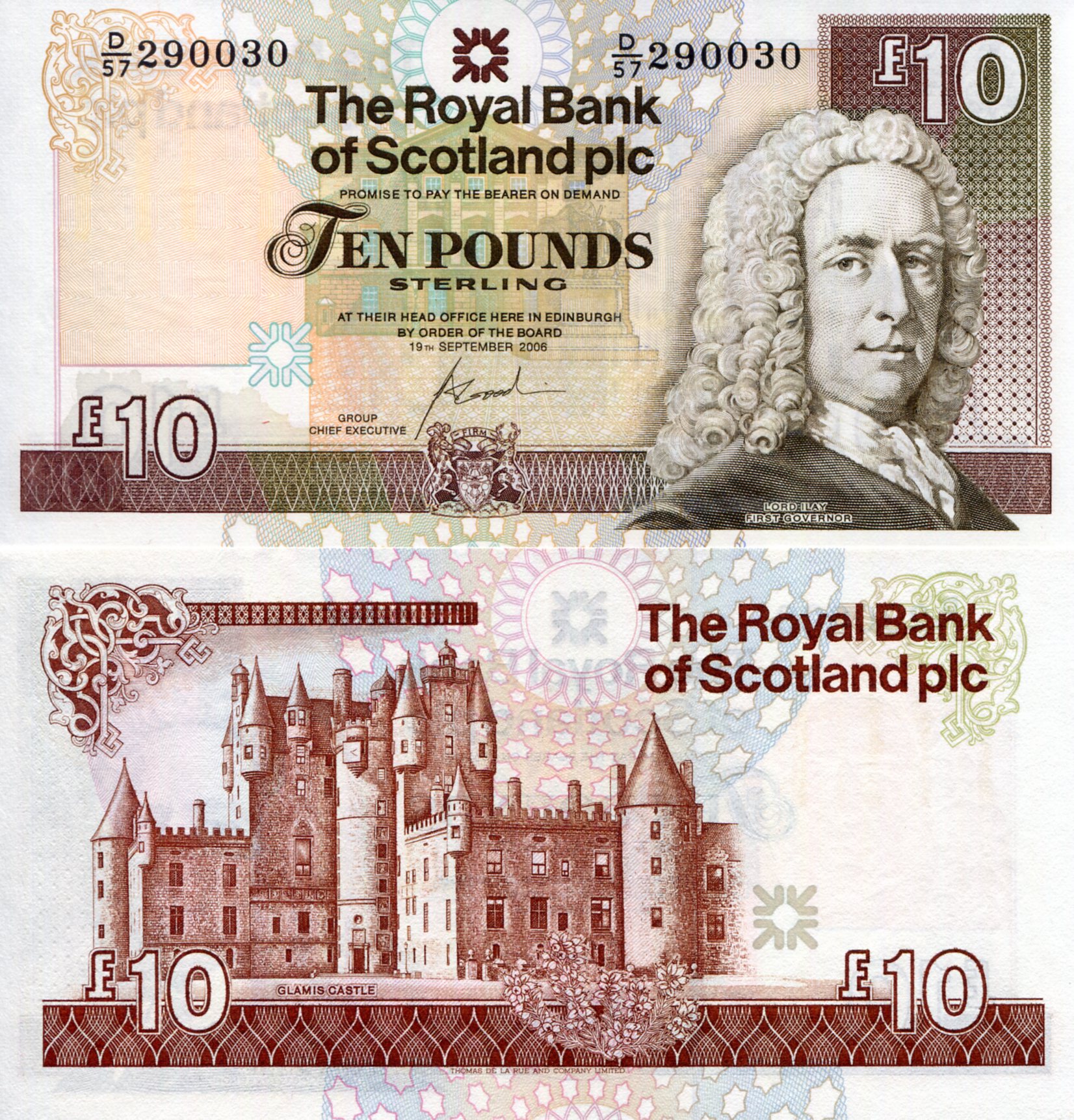 Scotland 10 Pound UNC pick #: 353b