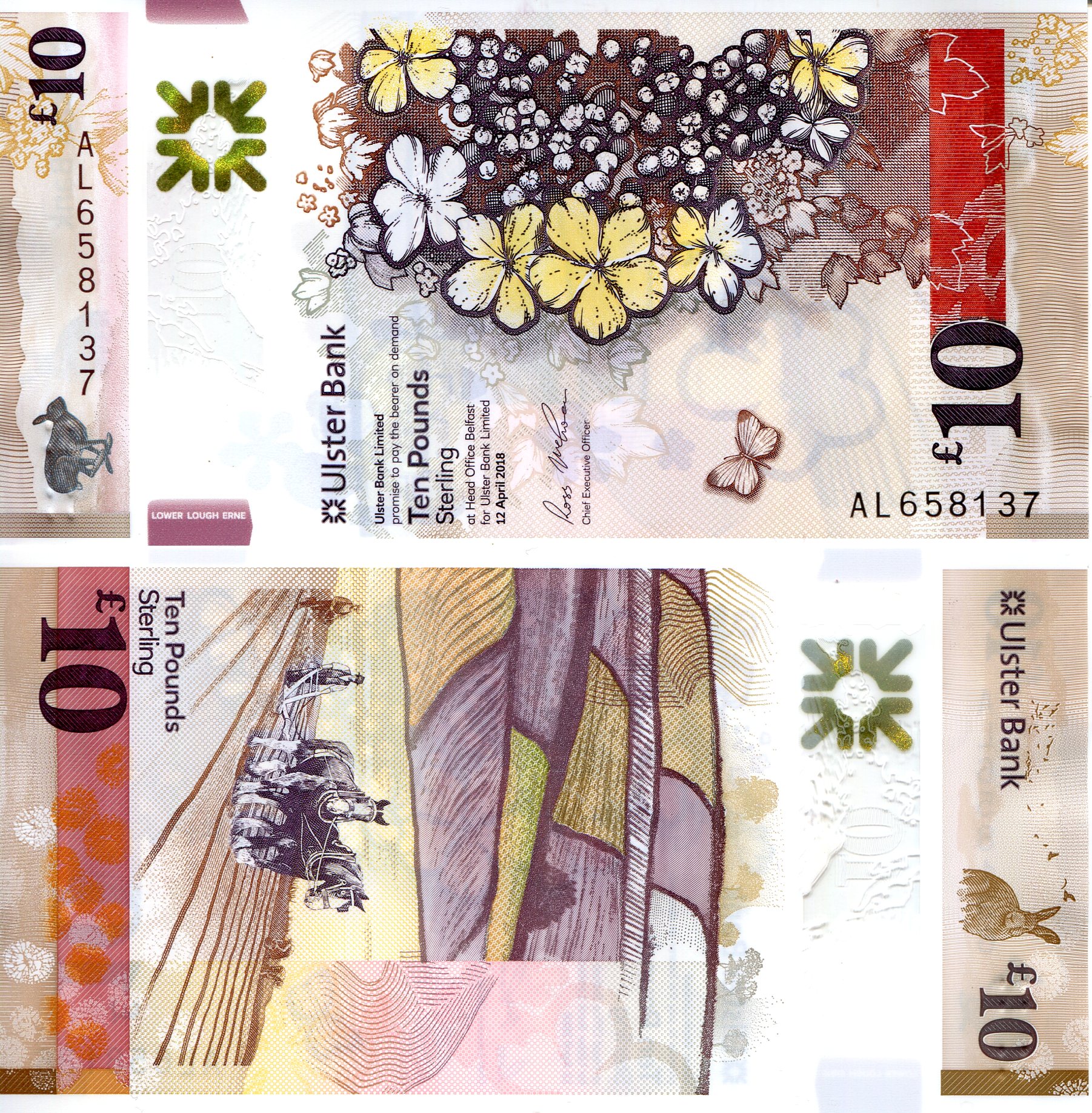 Ireland, North 10 Pounds UNC pick #: New