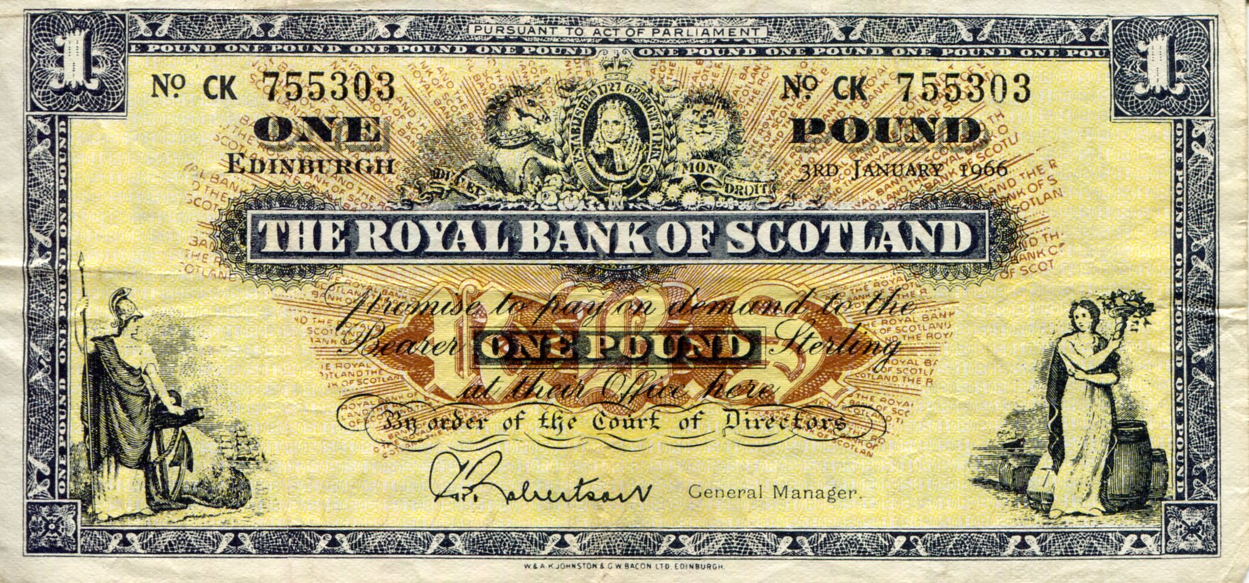Scotland 1 Pound F (see large scan) pick #: 325b