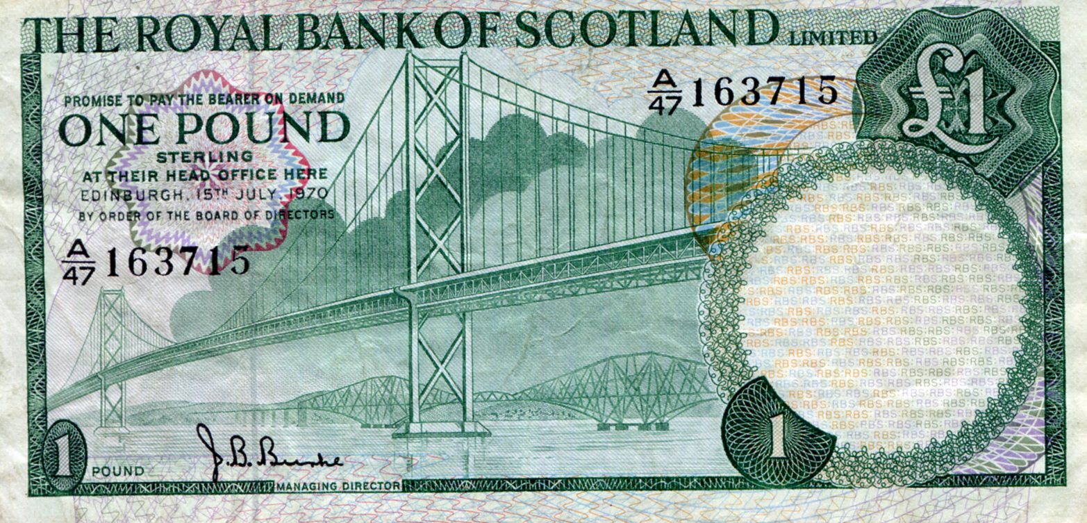 Scotland 1 Pound F (see large scan) pick #: 329
