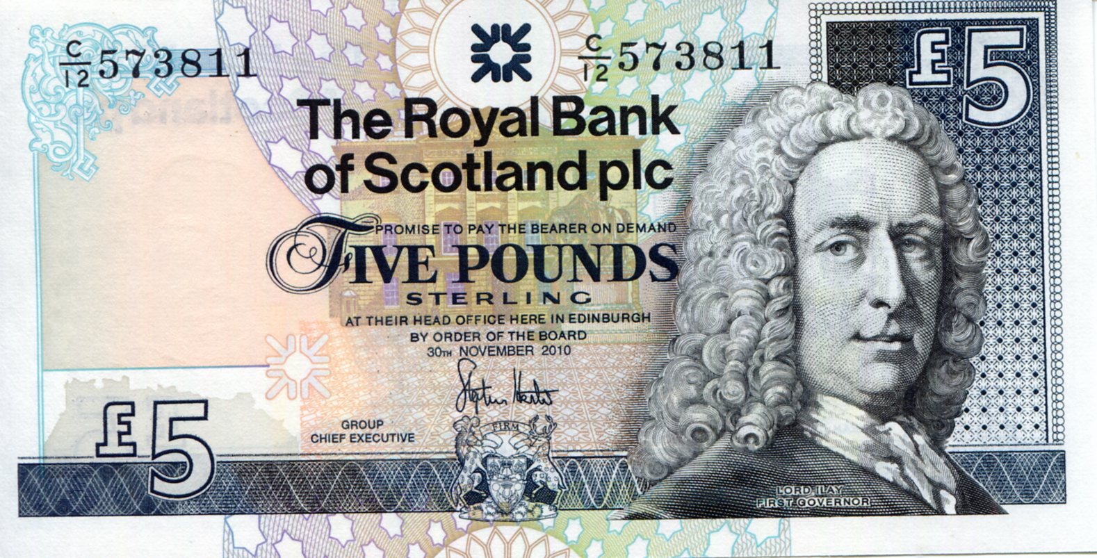 Scotland 5 Pounds UNC pick #: 352e