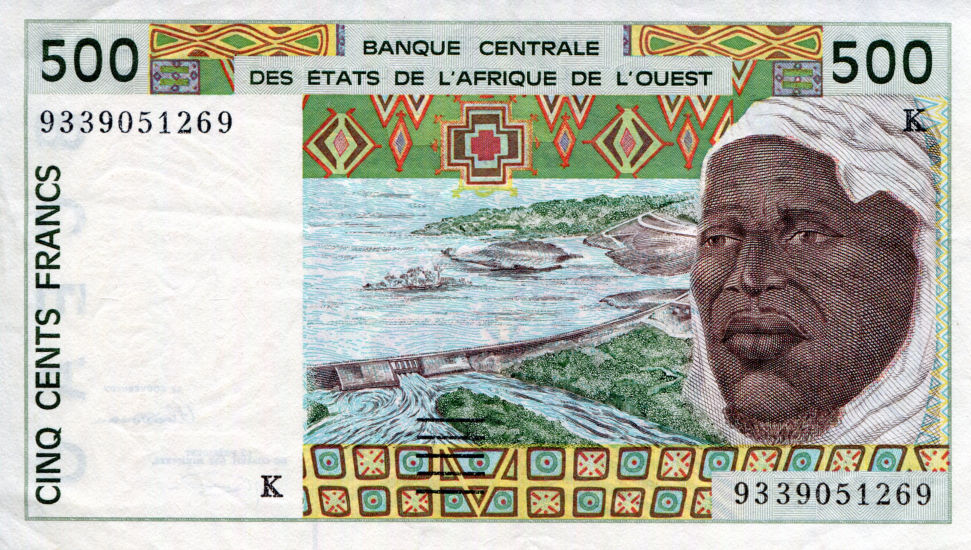Senegal 500 Francs XF/VF+ (See large scan) pick #: 710Kc
