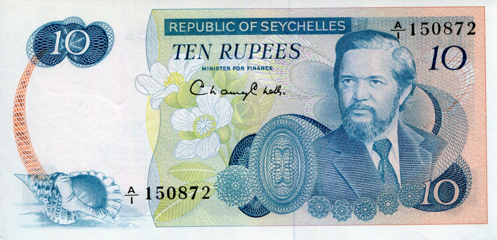 Seychelles 10 Rupees UNC pick #: 19a