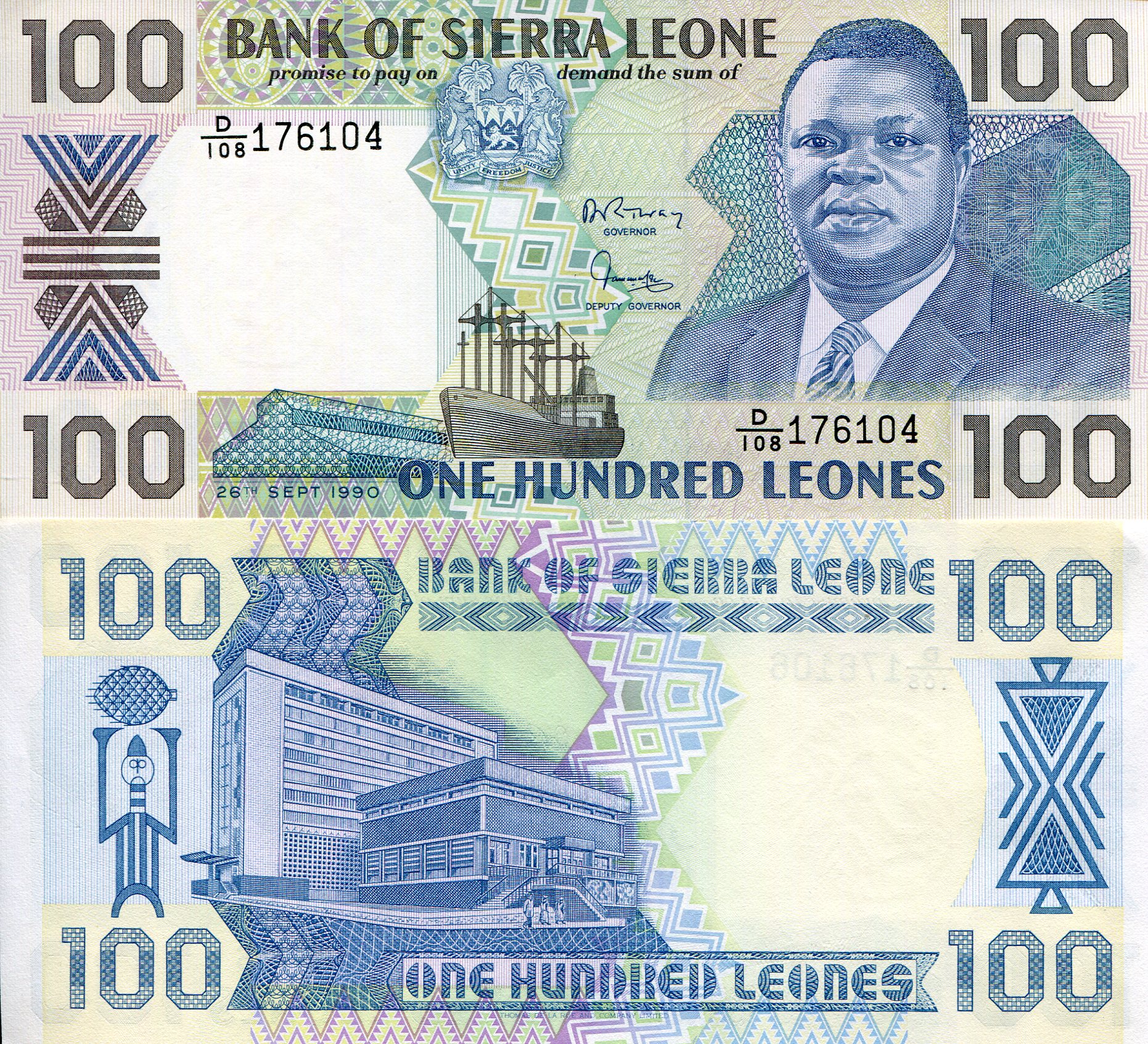 Sierra Leone 100 Leone UNC pick #: 18c