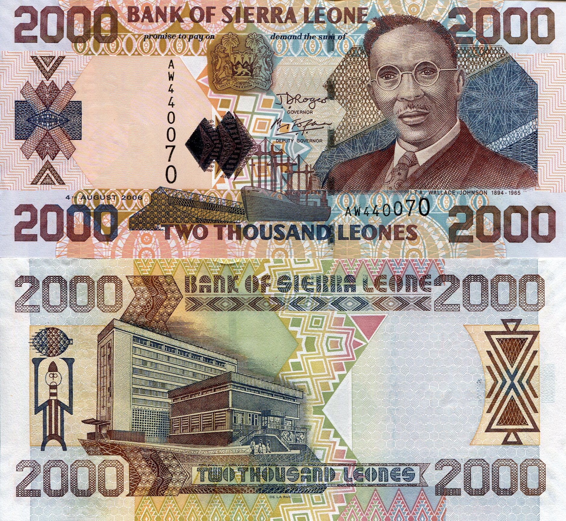 Sierra Leone 2000 Leones UNC pick #: 26c