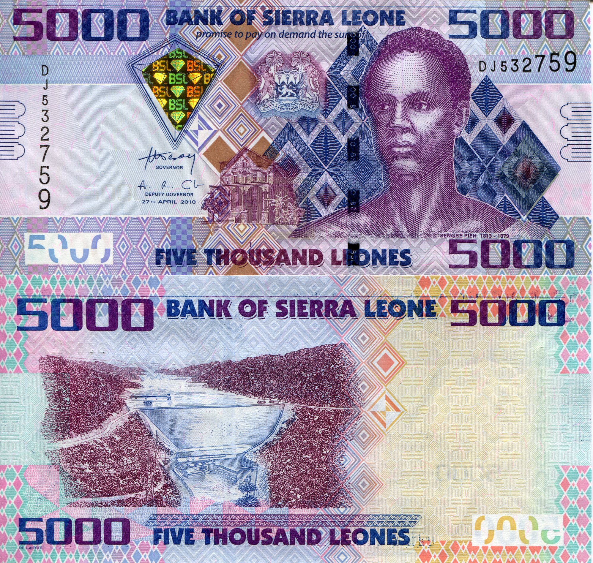 Sierra Leone 5,000 Leones UNC pick #: 32a