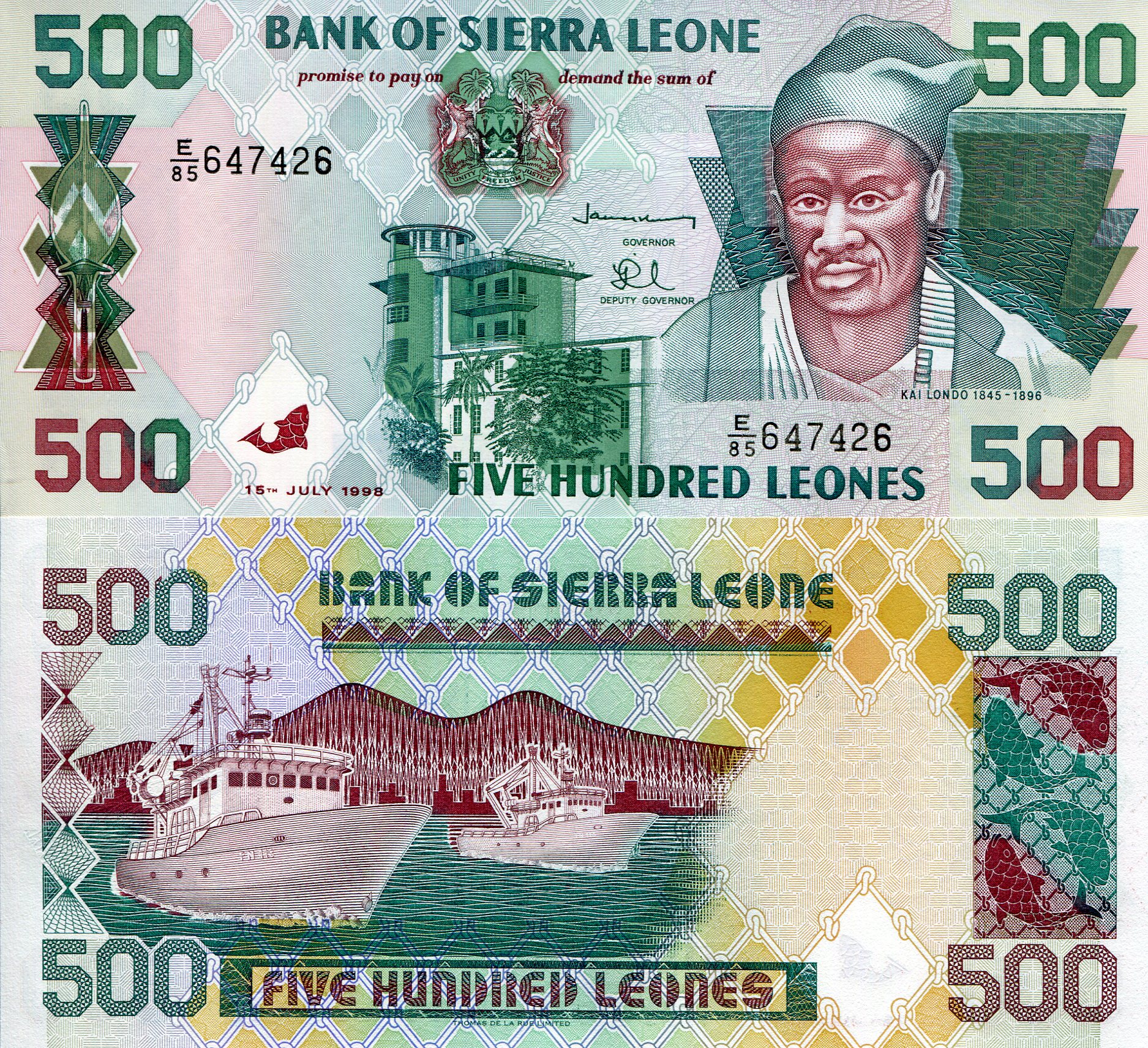 Sierra Leone 500 Leone UNC pick #: 23b