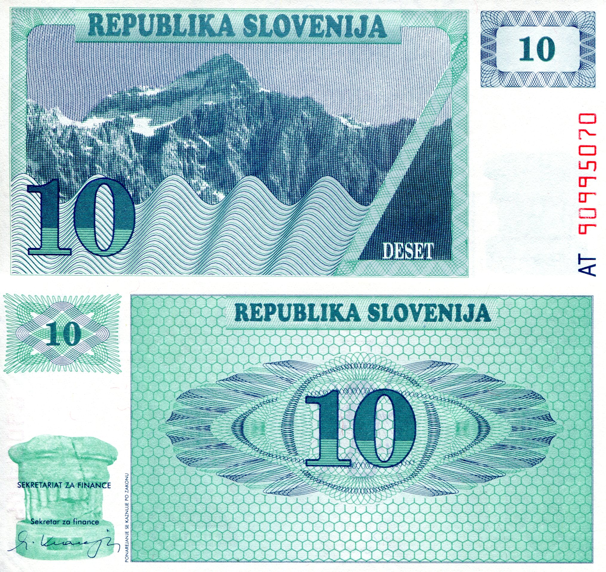 Slovenia 10 Tolarjev UNC pick #: 4