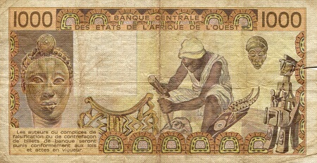 Niger 1,000 Francs VG (See large scan) Tear into note pick #: 607Ha1
