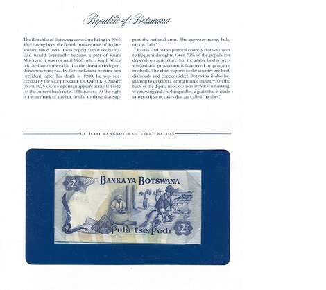 Botswana 2 Pula Note looks UNC - Envelope has wear pick #: NP - 3