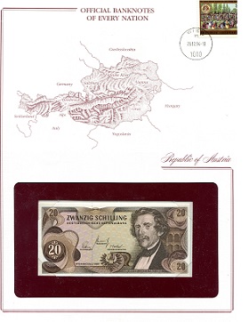 Austria 20 Shillings Pick Number: NP-1 UNC (looks UNC) envelope has wear Banknote