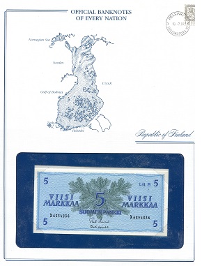 Finland 5 Markkaa Pick Number: NP-1 UNC Banknote