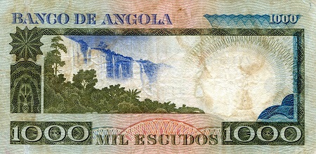 Angola 1,000 Escudos VF/F (Back staining) pick #: 108a