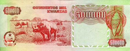 Angola 500,000 Kwanzas aUNC pick #: 134a