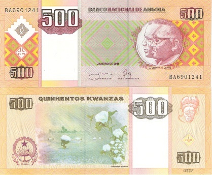 Angola 500 Kwanzas Pick Number: 149b UNC Banknote