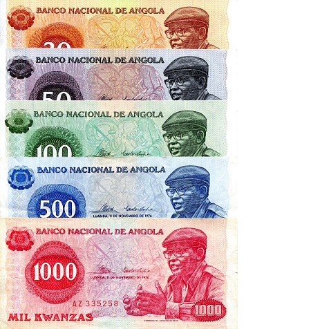 Angola 20 - 1,000 Kwanza Pick Number: 109 - 113 UNC to XF- Banknote