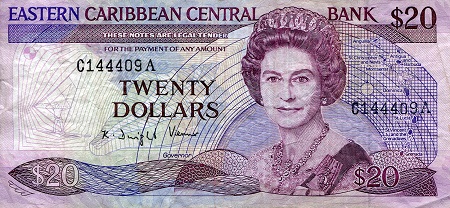 Antigua and Barbuda 20 Dollar Pick Number: 19A VF (see large scan) Banknote