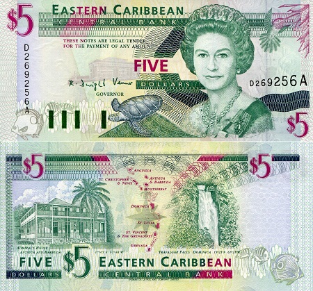 Antigua and Barbuda 5 Dollars Pick Number: 31A UNC Banknote