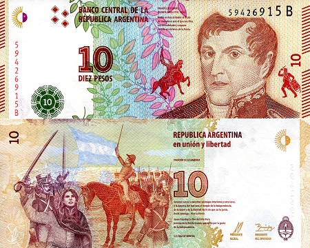 Argentina  10 Pesos Pick Number: 360 UNC Banknote