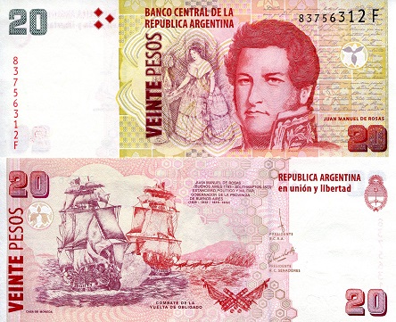 Argentina  20 Pesos Pick Number: 355g UNC Banknote