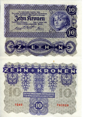Austria 10 Kronen Pick Number: 75 UNC Banknote