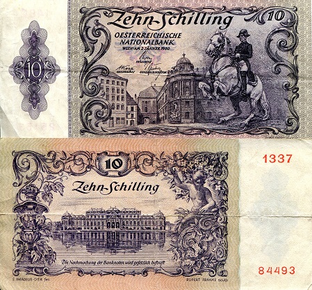 Austria 10 Schilling Pick Number: 127 F (see large scan) Banknote