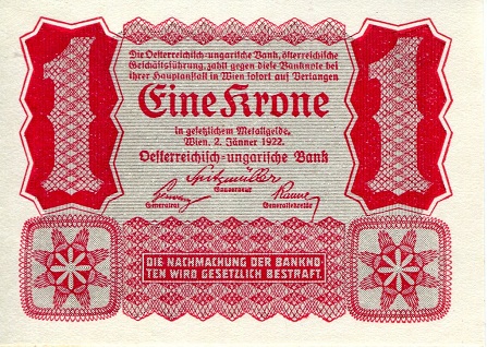 Austria 1 Krone Pick Number: 73 aUNC Banknote