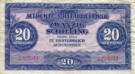 Austria 20 Schilling Pick Number: 107a F (see large scan) Banknote