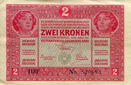 Austria 2 Kronen Pick Number: 21a VF+ (see large scan) Banknote