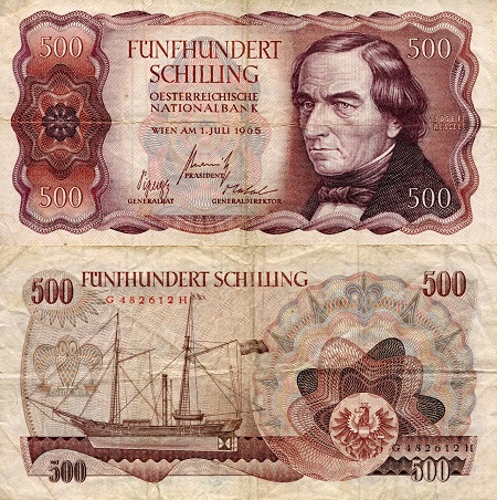 Austria 500 Schilling Pick Number: 139a F/VG (see large scan) Banknote