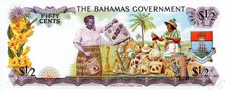 Bahamas  50 Cents aUNC pick #: 17a