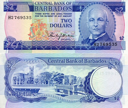 Barbados 2 Dollars Pick Number: 30a UNC Banknote